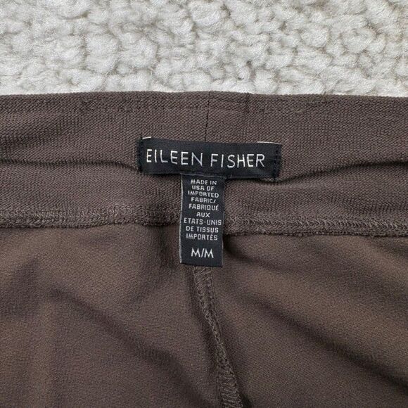 Eileen Fisher Washable Stretch Crepe Slim Fit Ankle Pant Brown - Picture 5 of 9